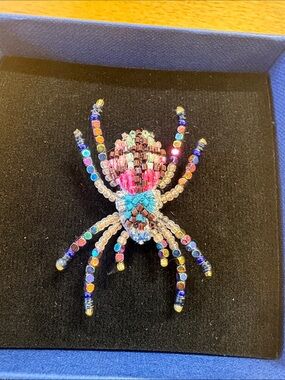 Beaded Multicolor tarantula Brooch by Trovelore